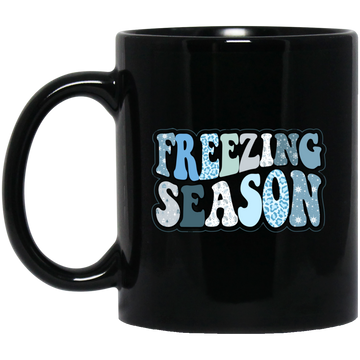 Freezing Season, Love Winter, Snow Season, Love Freezin' Season Black Mug