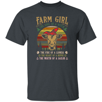 Farm Girl, Cute Cow Retro Gift, The Soul Of A Witch, Vintage Cow Unisex T-Shirt