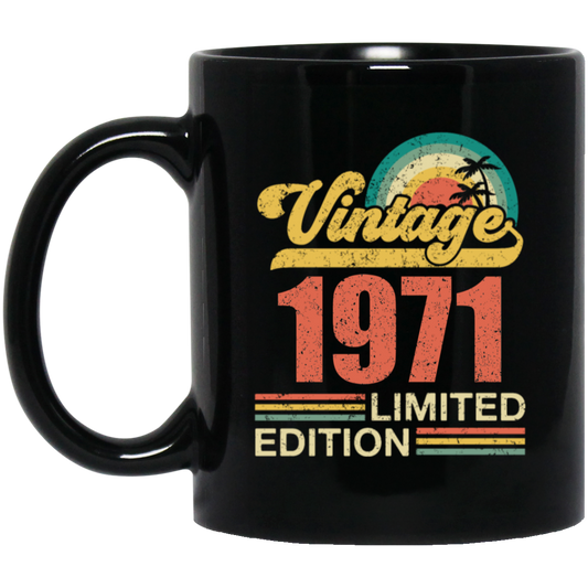 Hawaii 1971 Gift, Vintage 1971 Limited Gift, Retro 1971, Tropical Style Black Mug