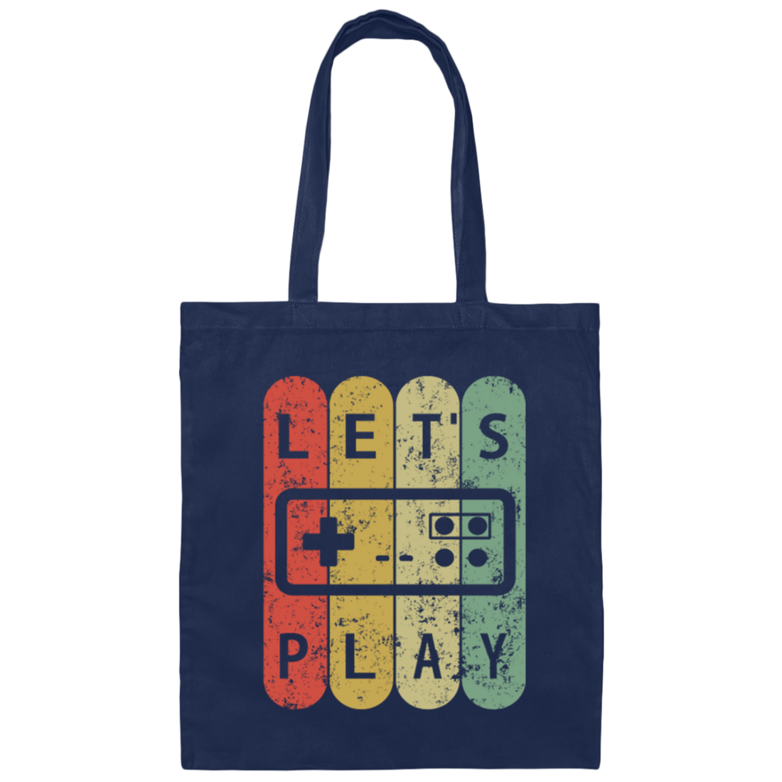 Old School Vintage, Let's Play Game, Retro Video Game, Player Gift Canvas Tote Bag