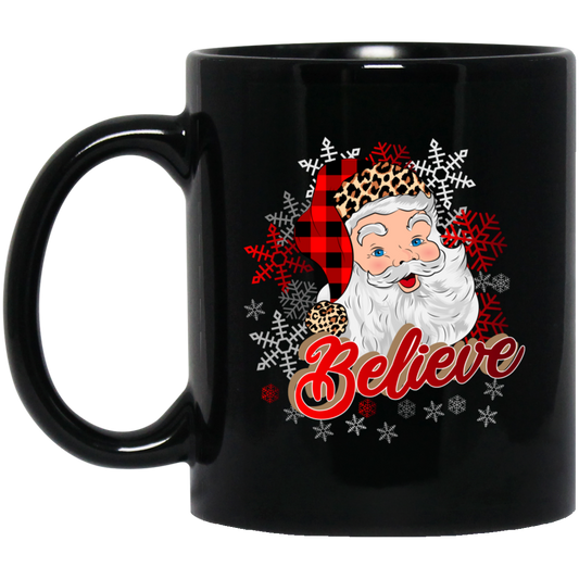 I Believe In You, Christmas Snowflake, Santa Claus, Merry Christmas, Trendy Christmas Black Mug