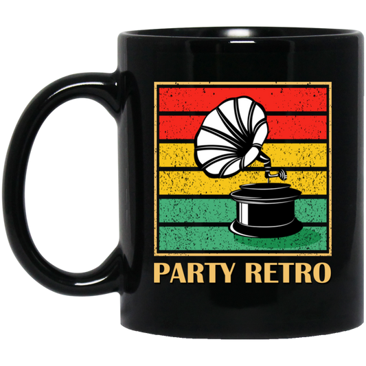 Retro Grammophone, Party Retro, Retro Music Black Mug