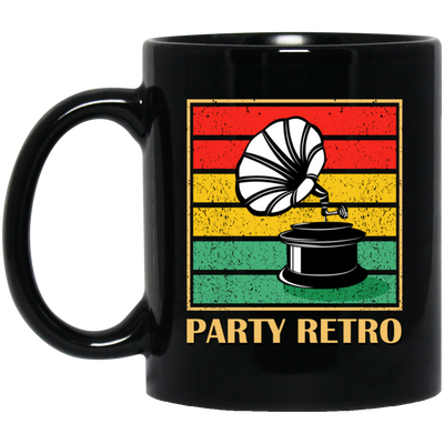 Retro Grammophone, Party Retro, Retro Music Black Mug