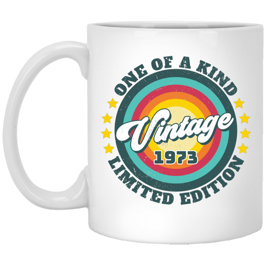 One Of A Kind Limited Edition, Vintage 1973, Retro 1973 White Mug