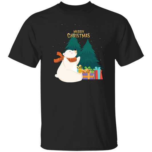 Cute Bear In Christmas, White Bear, Snow Bear, Merry Christmas, Trendy Christmas Unisex T-Shirt