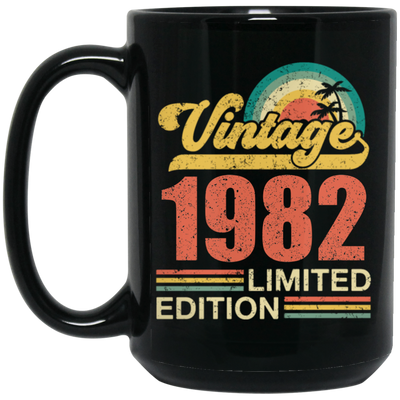 Hawaii 1982 Gift, Vintage 1982 Limited Gift, Retro 1982, Tropical Style Black Mug