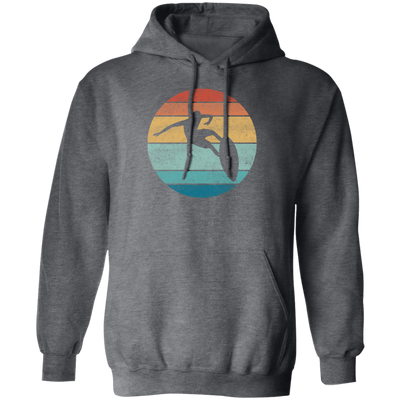 Surfing Distressed Beach, Vintage Surfer, Retro Surf Pullover Hoodie