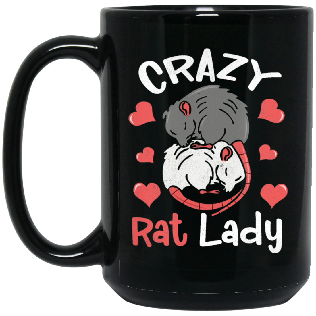 Crazy Rat Lady, Love Rat, Couple Of Rat, Mouse Couple, Anniversity Gift Black Mug