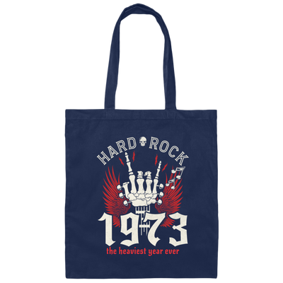 Hard Rock Lover Gift, 1973 The Heaviest Year Ever, Rock Guitar Lover Canvas Tote Bag