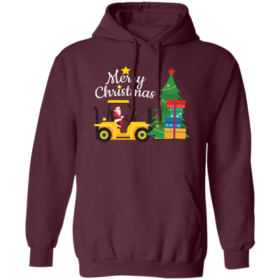 Merry Christmas, Santa Drive Tractor, Farmer Xmas Pullover Hoodie