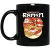 Cute Japanese Noodle Gift, Funny Anime Gift, Kawaii Powered By Ramen Black Mug