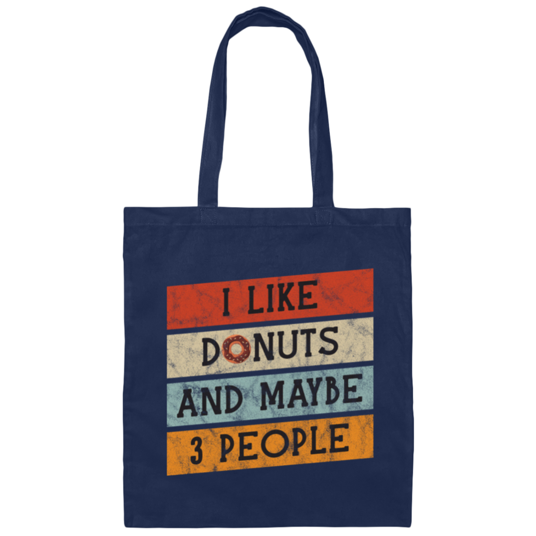 Retro I Like Donuts, Vintage Funny Donuts Canvas Tote Bag