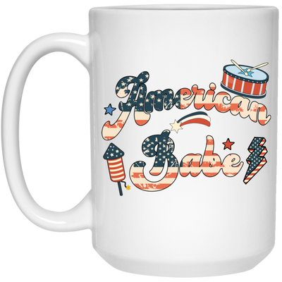 American Babe, Drummer, Firework, American Holiday White Mug