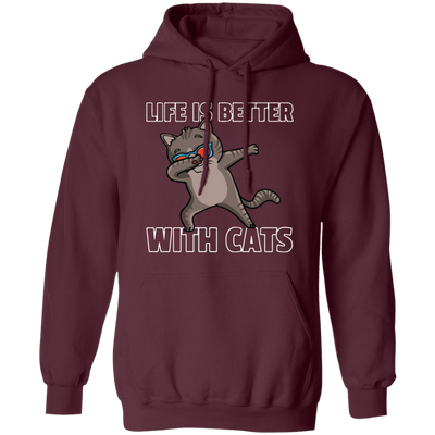 Dabbing Cat Lover, Dance Funny Dab, Life Is Better With Cats, Love Cat Pullover Hoodie