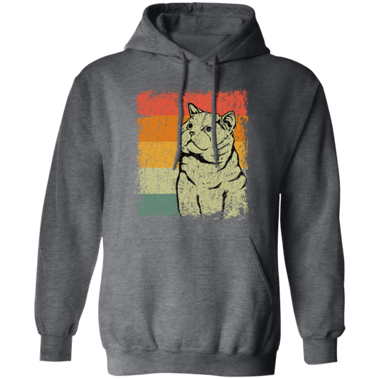 Cat Lover, Vintage British Shorthair Cat, Love Shorthair Cat, Luxury Cat Pullover Hoodie