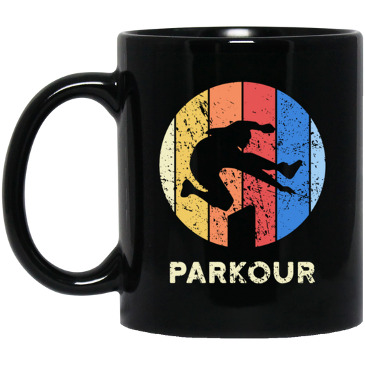 Cool Parkour, Freerunning Skirter Motif, Great Gift For Parkour, Freerunners Vintage Black Mug