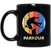 Cool Parkour, Freerunning Skirter Motif, Great Gift For Parkour, Freerunners Vintage Black Mug