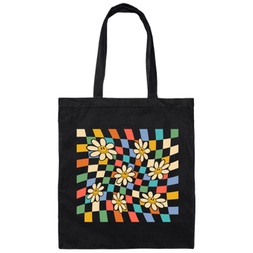 Groovy Emotion, Smile Icon, Smiley Face, Smiley Sunflower Canvas Tote Bag