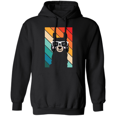 Llama Silhouette, Retro Llama, Funny Llama Pullover Hoodie