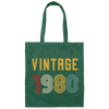 Vintage 1980 Birthday, Retro 1980 Birthday Gift, Born In 1980 Canvas Tote Bag