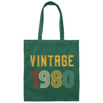 Vintage 1980 Birthday, Retro 1980 Birthday Gift, Born In 1980 Canvas Tote Bag