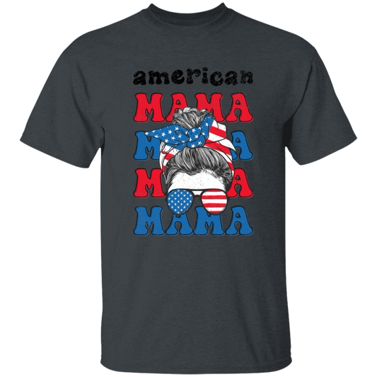 American Mama, Mother's Day, American Messy Bun Unisex T-Shirt