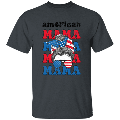 American Mama, Mother's Day, American Messy Bun Unisex T-Shirt