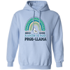 Math Is No Prob-Llama, Green Rainbow, Cute Llama Pullover Hoodie