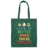 Retro Life Is Better When You Are Vegan Canvas Tote Bag