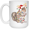 Squirrel Christmas, Merry Christmas, Christmas Lights, Funny Squirrel White Mug