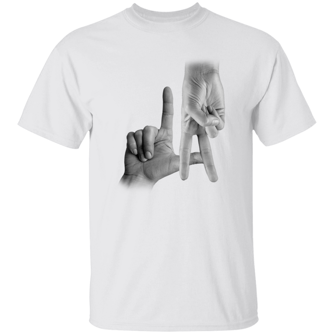 LA Sign, Hand Sign, Los Angeles Hand Sign, Love American, Black And White Unisex T-Shirt