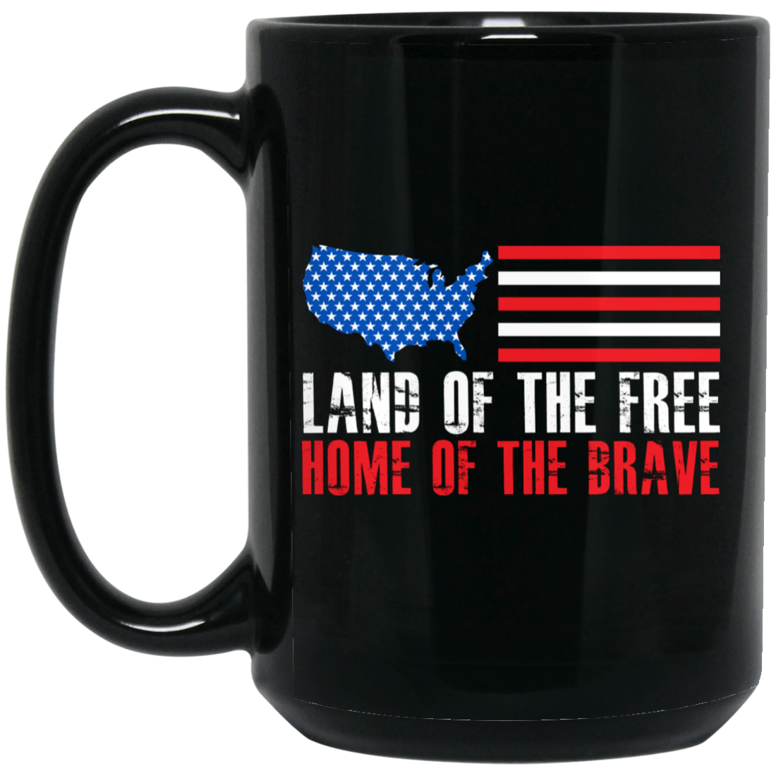 Land Of The Free Home Of The Brave, American Flag Black Mug