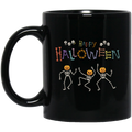 This Halloween, gift your loved ones the Happy Halloween, Skeleton Dancing, Funny Halloween Black Mug. Enjoy a fun and festive holiday with this mug featuring a skeleton dancing a jig – perfect for those who enjoy a good scare! Great for hot or cold beverages, the mug is both durable and dishwasher safe.