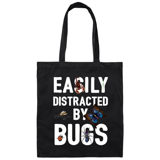 Easily Distracted By Bugs, Butterfly And Spiders Canvas Tote Bag