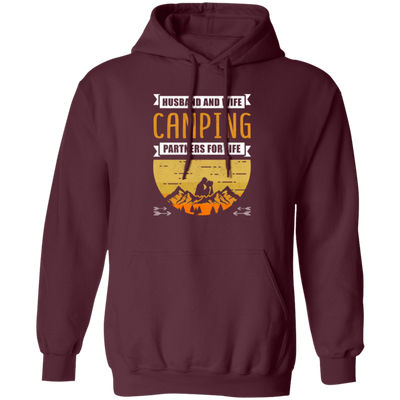 Husband And Wife Camping Partners For Life Funny Happy Camp Camping Pullover Hoodie