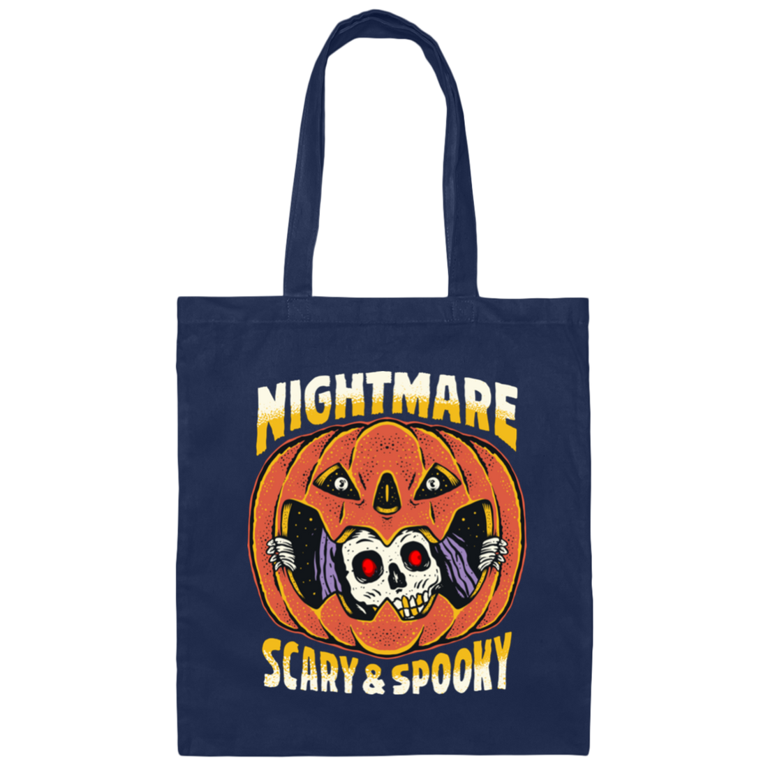 Nightmare Scary And Spooky, Skeleton Into Pumpkin Canvas Tote Bag