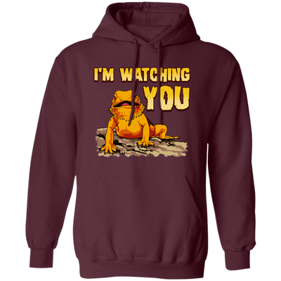 Bearded Dragons, I Am Watching You, Gold Frog, Frog Watching You Pullover Hoodie