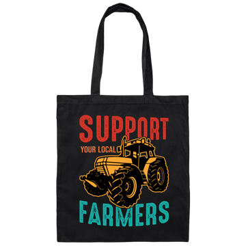 Support Your Local Farmer, Farming, Retro Farmer Canvas Tote Bag