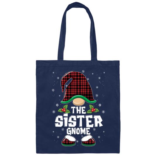 The Sister Gnome Present For Family, Xmas Cute Gnome Lover Canvas Tote Bag
