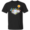 Cute Cat In Spring, Cat With Book Under The Sun Unisex T-Shirt