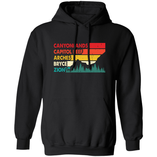 Canyonland, Capitol Reef, Arches, Bryce, Zion, National Park Pullover Hoodie