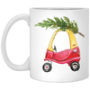 Baby Car Watercolor, Car Bring Xmas Tree, Cute Xmas Car, Merry Christmas, Trendy Chrismas White Mug