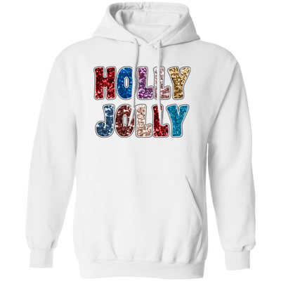 Holly Jolly, Sequin Holly Jolly, Blink Glitter Christmas, Merry Christmas, Trendy Christmas Pullover Hoodie