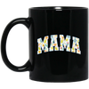 Mama Gift, Floral Mama, Mama Varsity, Mama Design, Mother's Day-blue Black Mug