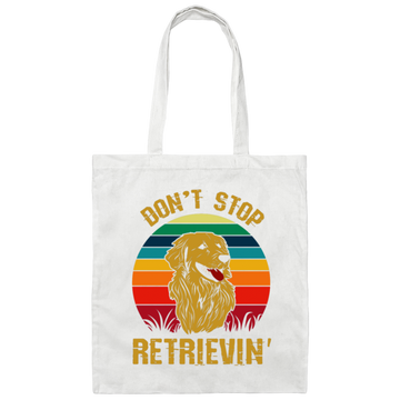 Golden Lover, Retriever Dog, Retro Golden, Don't Stop Retrieving Canvas Tote Bag