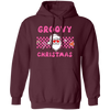 Groovy Christmas, Cool Santa, Pink Groovy Xmas, Merry Christmas, Trendy Christmas Pullover Hoodie