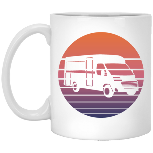 Camping Vintage, Sun Camper Gift, Campground Vacation, Like To Camp In Nature White Mug