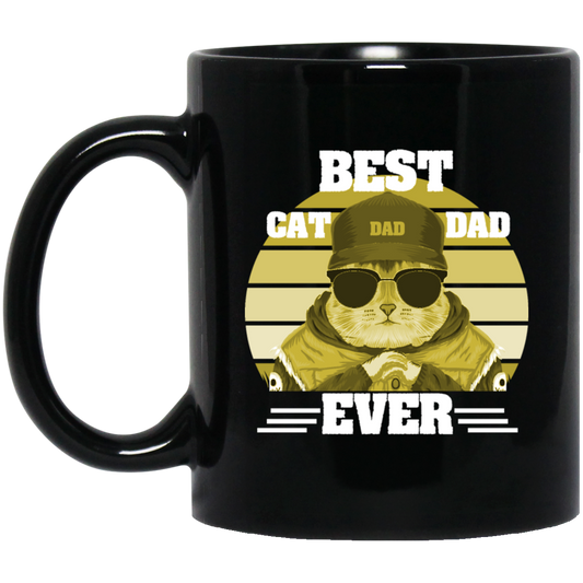 Best Cat Lover, Best Cat Dad Ever Vintage, Cool Cat, Love Kitten Black Mug