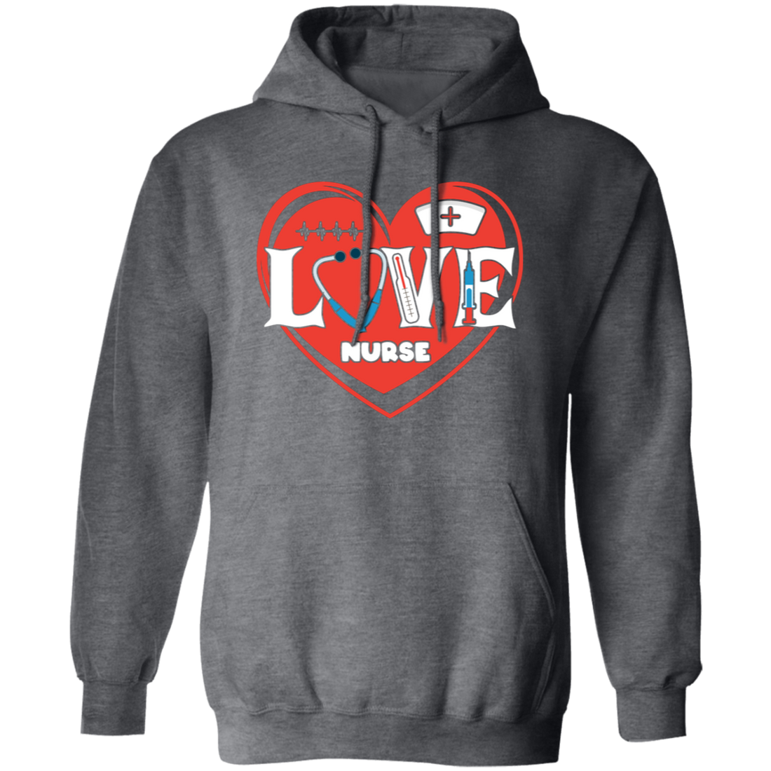 Love Nurse, Cute Nurse, Nurse Lover, Nurse Valentine, Valentine's Day Pullover Hoodie