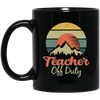 Retro Mountain, Sunset Vintage, Teacher Off Duty, Summer Mountainscape Sunrise Black Mug